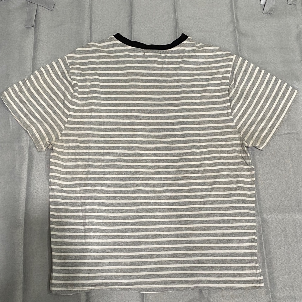 Man Forever 21 Gray and White Striped Short Sleeve Tee M - Picture 3 of 7